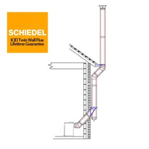 External Bungalow Twin Wall Rear Exit Chimney Flue System-5inch Stainless Steel-Schiedel ICID-for Stoves with a 5inch Outlet