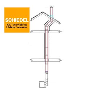 Internal House Twin Wall Rear Exit Chimney Flue System-5inch Stainless Steel-Schiedel ICID-for Stoves with a 5inch Outlet