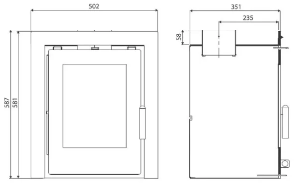 40i Convector inset Dimensions